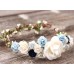 Flower Crown Navy and Ivory Floral Head Wreath Leaf Garland Blue